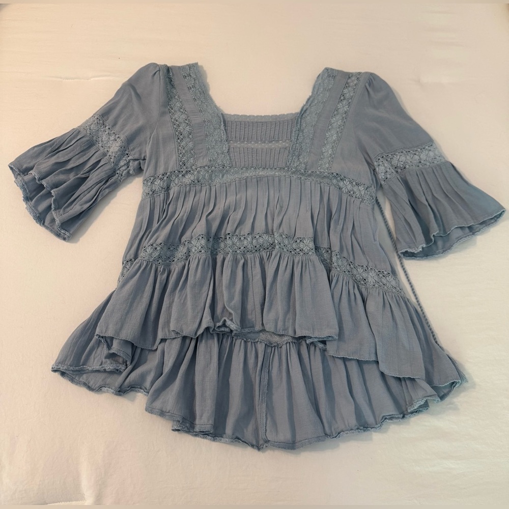 Free People Dusty Blue Blouse